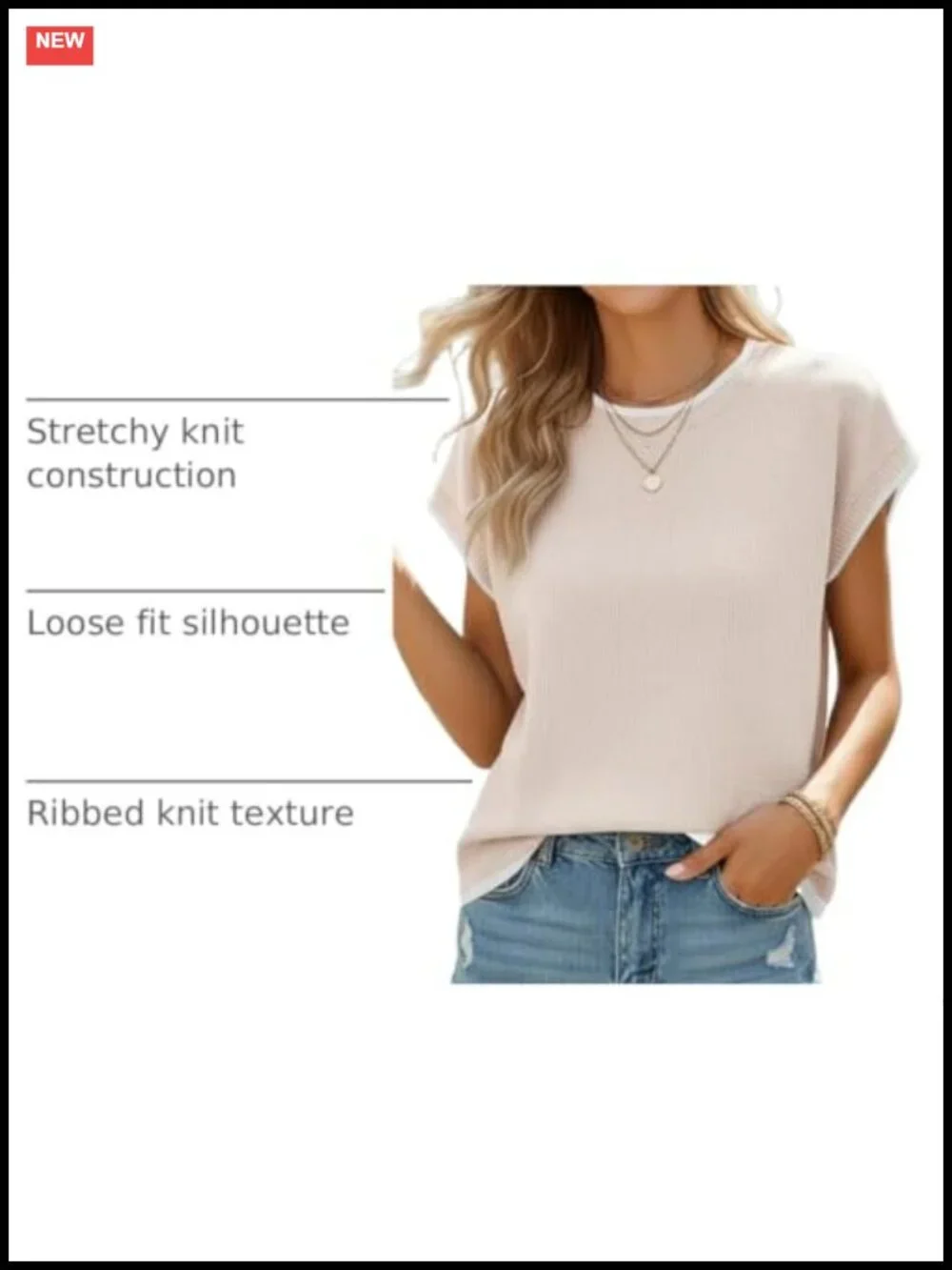 Women's Cap Sleeve Knit Pullover Sweater Oversized Summer Top